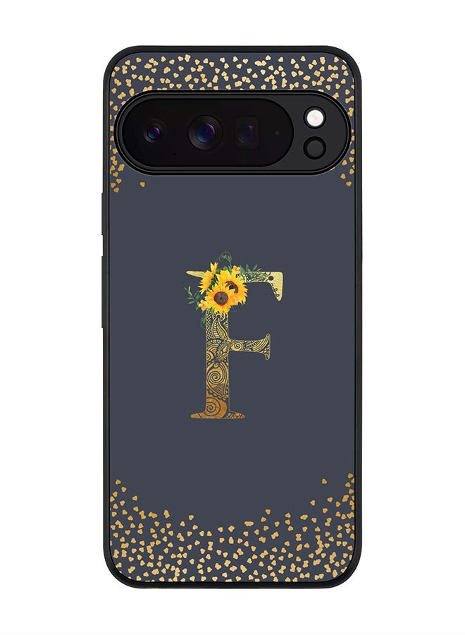 For Google Pixel 10 Pro XL Case,Slim fit Camera Protection, Shockproof Thin Phone cover  - Custom Floral Monogram - F  (Grey )